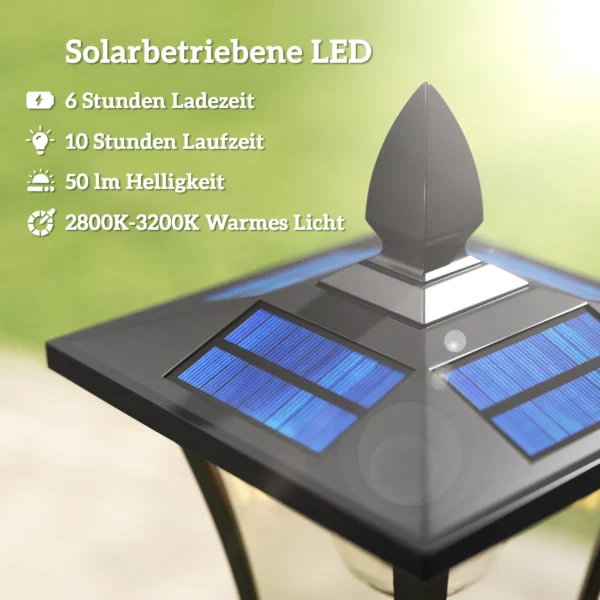 Solar Gartenlaterne, Wetterfeste Wegleuchte 160 Cm Hoch, Mit LED, 10 Std. Beleuchtung, IP44, Für Außen, Schwarz