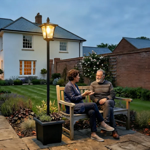 Solar Gartenlaterne, Wetterfeste Wegleuchte 160 Cm Hoch, Mit LED, 10 Std. Beleuchtung, IP44, Für Außen, Schwarz