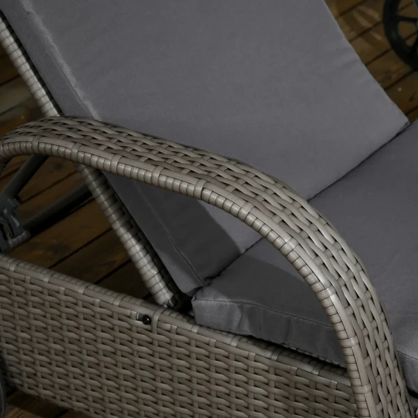 Sonnenliege Verstellbar Gartenliege Tisch 3er Set Polyrattan Metall Wetterfest Dunkelgrau