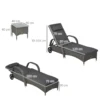 Sonnenliege Verstellbar Gartenliege Tisch 3er Set Polyrattan Metall Wetterfest Dunkelgrau