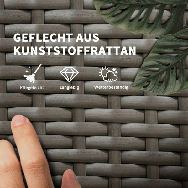 Sonnenliege Verstellbar Gartenliege Tisch 3er Set Polyrattan Metall Wetterfest Dunkelgrau