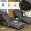 Sonnenliege Verstellbar Gartenliege Tisch 3er Set Polyrattan Metall Wetterfest Dunkelgrau