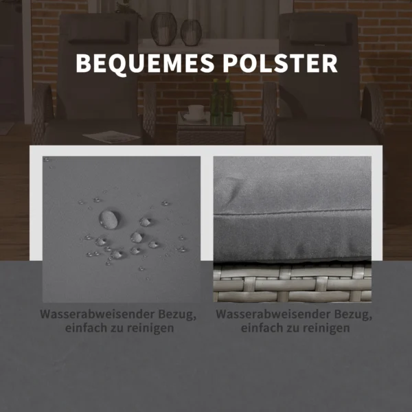 Sonnenliege Verstellbar Gartenliege Tisch 3er Set Polyrattan Metall Wetterfest Dunkelgrau