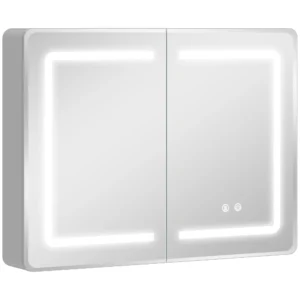 Spiegelschrank Für Das Badezimmer Mit LED Beleuchtung, 60 X 80 Cm Badschrank Mit Anti Beschlag, 3 fach Dimmbare