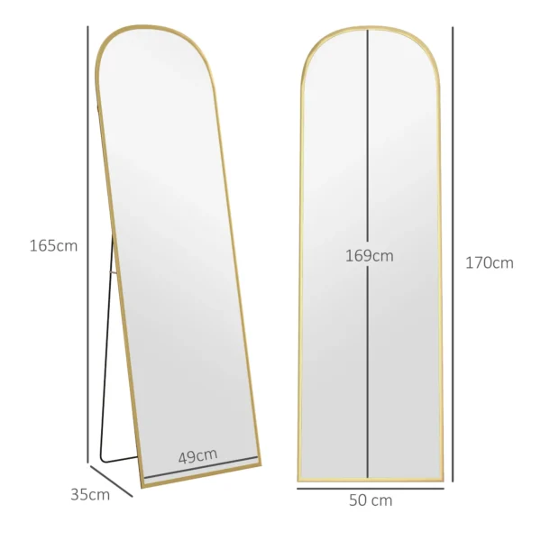 Standspiegel, Ganzkörperspiegel, Modernes Design, 50 Cm X 1,5 Cm X 170 Cm, Gold