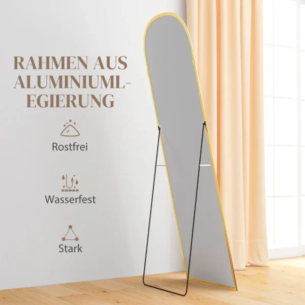 Standspiegel, Ganzkörperspiegel, Modernes Design, 50 Cm X 1,5 Cm X 170 Cm, Gold
