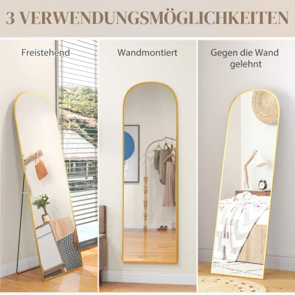 Standspiegel, Ganzkörperspiegel, Modernes Design, 50 Cm X 1,5 Cm X 170 Cm, Gold