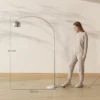 Stehlampe, Bogen Design Mit Marmorsockel, 167 Cm, Silber