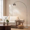 Stehlampe, Bogen Design Mit Marmorsockel, 167 Cm, Silber