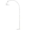 Stehlampe, Gebogener Kopf, Fußschalter, Marmorsockel, Kunststoffschirm, Weiß