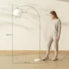 Stehlampe, Gebogener Kopf, Fußschalter, Marmorsockel, Kunststoffschirm, Weiß