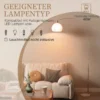 Stehlampe, Gebogener Kopf, Fußschalter, Marmorsockel, Kunststoffschirm, Weiß