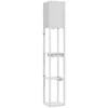Stehlampe Mit 3 stufigem Regal, Fußschalter, USB Anschlüssen, MDF, Weiß