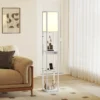 Stehlampe Mit 3 stufigem Regal, Fußschalter, USB Anschlüssen, MDF, Weiß
