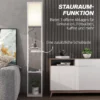 Stehlampe Mit 3 stufigem Regal, Fußschalter, USB Anschlüssen, MDF, Weiß