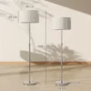 Stehlampe Mit Fernbedienung, Höhenverstellbar, Stoffschirm, Metallständer, Anpassbare Helligkeit, Fußschalter, Beige
