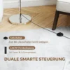 Stehlampe Mit Fernbedienung, Höhenverstellbar, Stoffschirm, Metallständer, Anpassbare Helligkeit, Fußschalter, Beige
