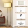 Stehlampe Mit Fernbedienung, Höhenverstellbar, Stoffschirm, Metallständer, Anpassbare Helligkeit, Fußschalter, Beige