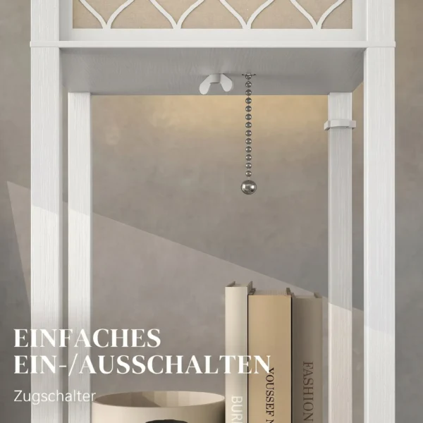 Stehlampe Mit Regal, 3 Fächer, Kompakte Maße, MDF, Weiß
