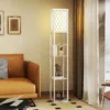 Stehlampe Mit Regal, 3 Fächer, Kompakte Maße, MDF, Weiß