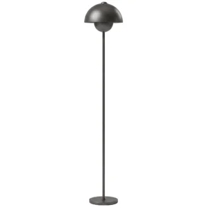 Stehlampe, Runder Schirm, Fußschalter, Langes Kabel, Eleganter Look, Metall, Grau