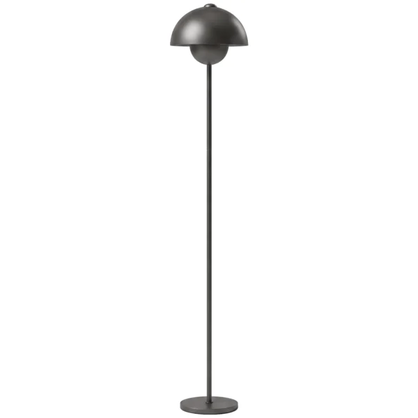 Stehlampe, Runder Schirm, Fußschalter, Langes Kabel, Eleganter Look, Metall, Grau