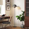 Stehlampe, Runder Schirm, Fußschalter, Langes Kabel, Eleganter Look, Metall, Grau