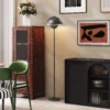 Stehlampe, Runder Schirm, Fußschalter, Langes Kabel, Eleganter Look, Metall, Grau