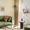Stehlampe, Runder Schirm, Fußschalter, Langes Kabel, Eleganter Look, Metall, Grau