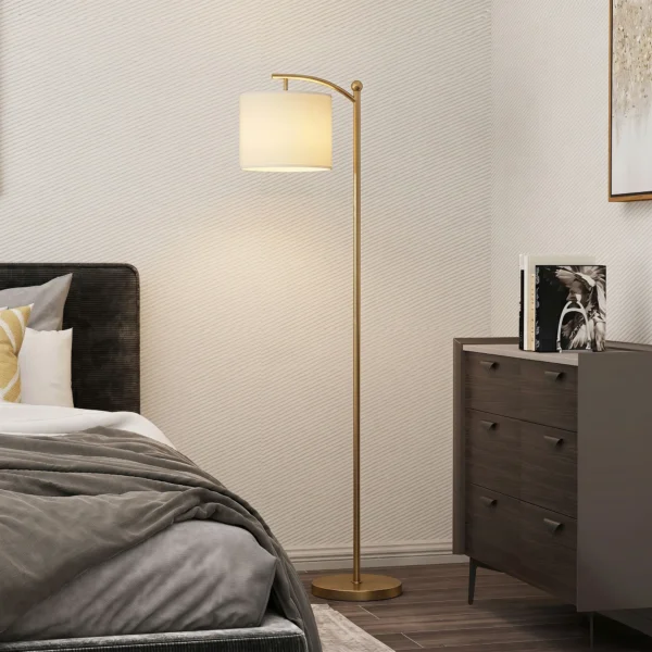 Stehlampe, Verstellbare Lichtoptionen, Fußschalter, Fernbedienung, Metall, Gold