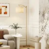 Stehlampe, Verstellbare Lichtoptionen, Fußschalter, Fernbedienung, Metall, Gold