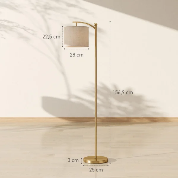 Stehlampe, Verstellbare Lichtoptionen, Fußschalter, Fernbedienung, Metall, Gold