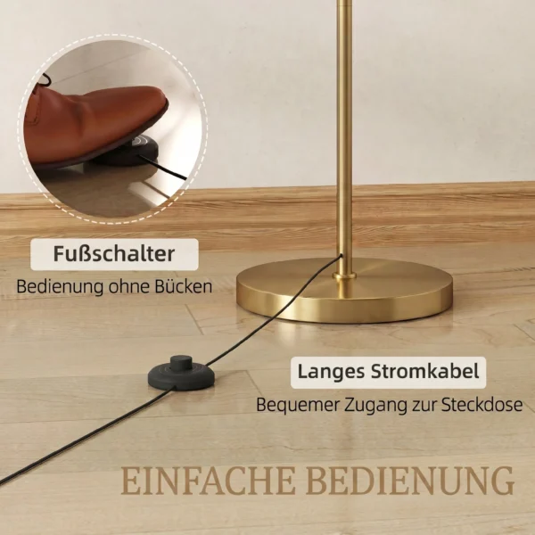 Stehlampe, Verstellbare Lichtoptionen, Fußschalter, Fernbedienung, Metall, Gold