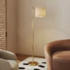 Stehlampe, Verstellbare Lichtoptionen, Fußschalter, Fernbedienung, Metall, Gold