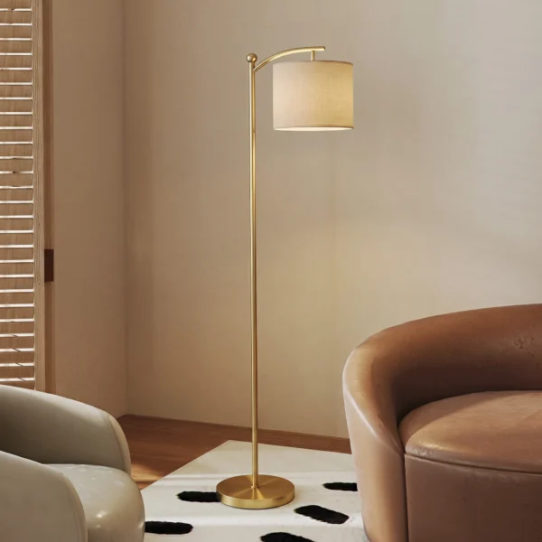 Stehlampe, Verstellbare Lichtoptionen, Fußschalter, Fernbedienung, Metall, Gold