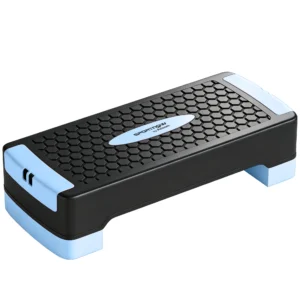 Steppbrett Höhenverstellbar Fitness Aerobic Stepper Mit 2 Stufen (11/16 Cm) 2 Widerstandsbändern, Anti Rutsch Matte Blau