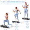 Steppbrett Höhenverstellbar Fitness Aerobic Stepper Mit 2 Stufen (11/16 Cm) 2 Widerstandsbändern, Anti Rutsch Matte Blau