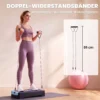 Steppbrett Höhenverstellbar Fitness Aerobic Stepper Mit 2 Stufen (11/16 Cm) 2 Widerstandsbändern, Anti Rutsch Matte Blau