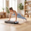 Steppbrett Höhenverstellbar Fitness Aerobic Stepper Mit 2 Stufen (11/16 Cm) 2 Widerstandsbändern, Anti Rutsch Matte Blau