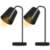 Tafellampenset, 2 Stuks, Moderne Lampen Met USB A En USB C aansluiting Voor Slaapkamer, Woonkamer & Kantoor, Zwart