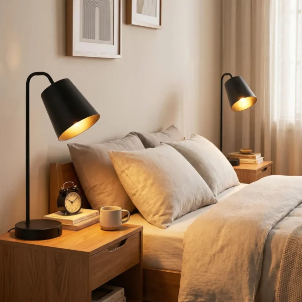 Tafellampenset, 2 Stuks, Moderne Lampen Met USB A En USB C aansluiting Voor Slaapkamer, Woonkamer & Kantoor, Zwart