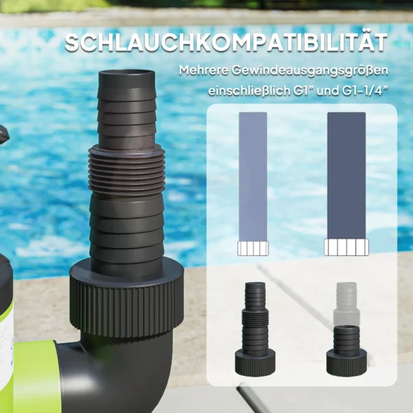 Tauchpumpe Teichpumpe Wasserpumpe Mit Schwimmschalter Springbrunnen 400W 9000L/h 16 X 14 X 27 Cm Grün
