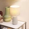 Tischlampe, Tischleuchte, Nachttischlampe Mit Leinenschirm, Wippschalter, Schreibtischlampe, 22 X 22 X 39 Cm, Beige