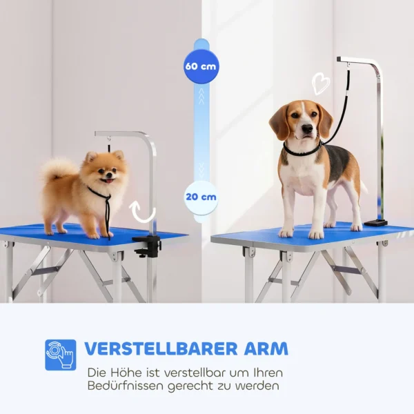 Trimmtisch Für Hunde Hundepflegetisch Klappbar Höhenverstellbar Mit Höhenverstellbarem Galgen Schlinge Gummiauflage Blau