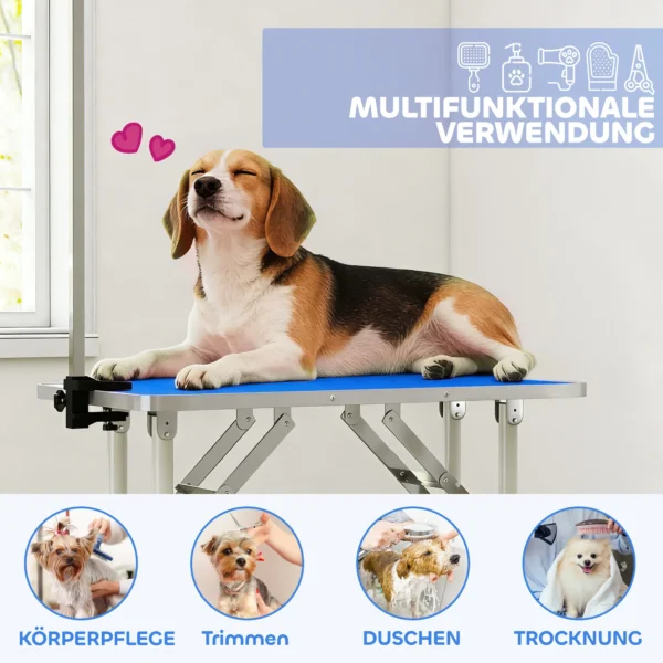 Trimmtisch Für Hunde Hundepflegetisch Klappbar Höhenverstellbar Mit Höhenverstellbarem Galgen Schlinge Gummiauflage Blau
