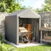 Tuinschuur, Opslagtent, Robuust & Weerbestendig, Stalen Frame, 1,2x1,8x1,6m, Lichtgrijs