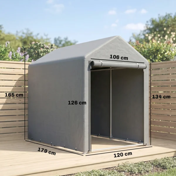 Tuinschuur, Opslagtent, Robuust & Weerbestendig, Stalen Frame, 1,2x1,8x1,6m, Lichtgrijs