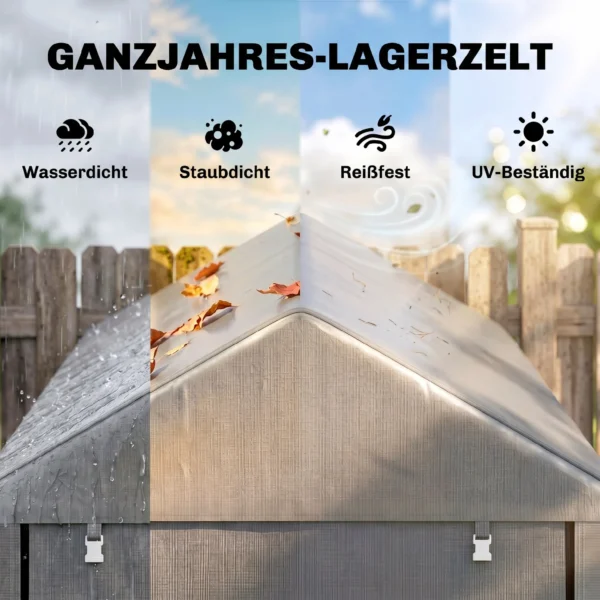 Tuinschuur, Opslagtent, Robuust & Weerbestendig, Stalen Frame, 1,2x1,8x1,6m, Lichtgrijs