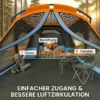Tunnelzelt 4 Personen Familienzelt Mit Schlaf Und Wohnzimmer Dachfenstern Bodenplane Stehhöhe 3000 Mm Wassersäule