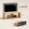 TV Lowboard Für Fernseher Bis 65 Zoll, Moderner TV Schrank Mit Verstellbaren Glasböden, Eiche